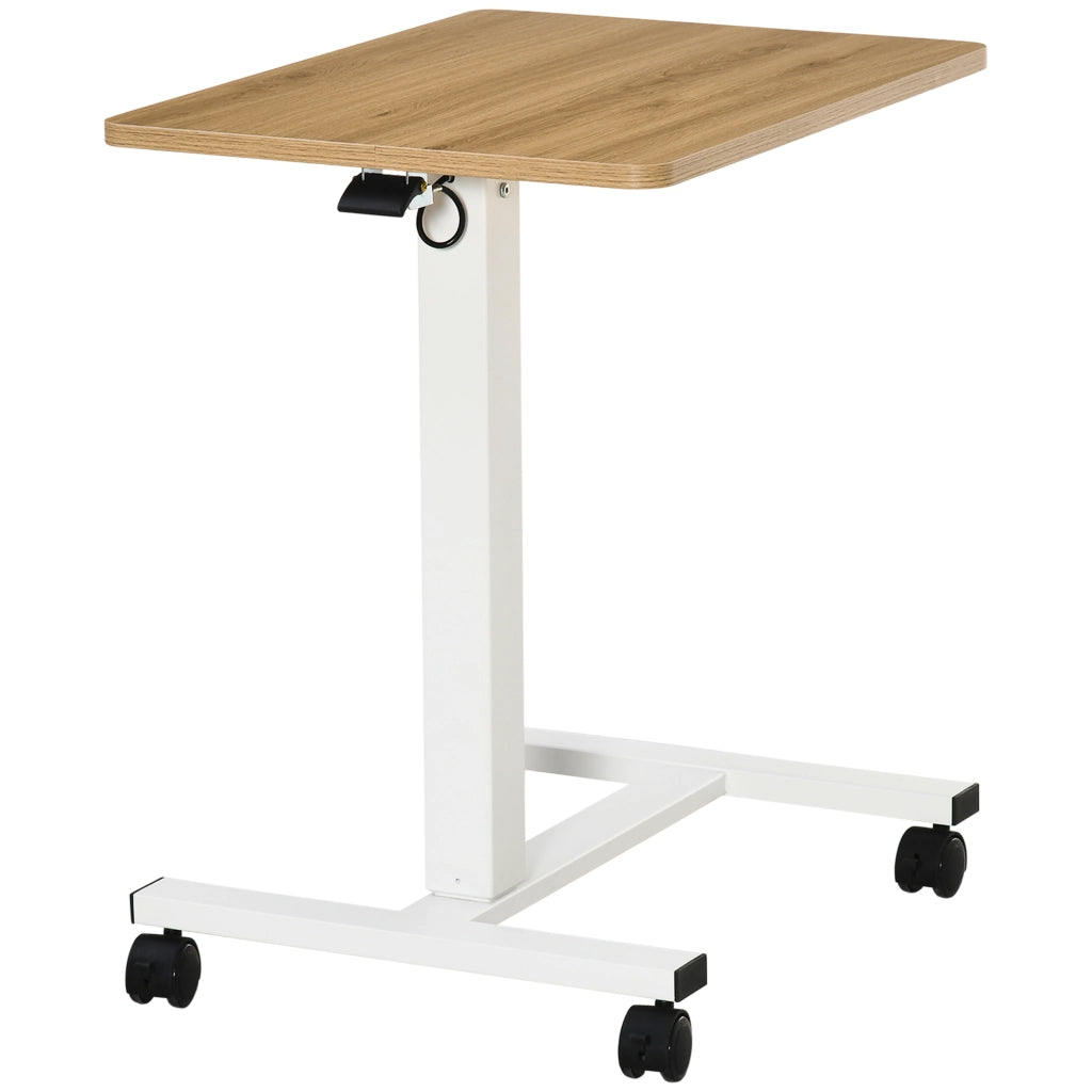 Scrivania Regolabile con Ruote ¨C Xylo ¨C Legno Naturale e Bianco 65x48x70-110 cm
