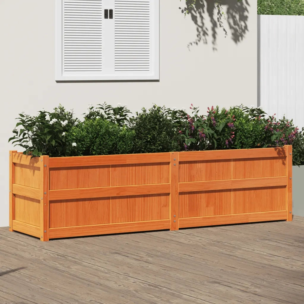 Fioriera Giardino Marrone Cera 180x50x50 cm Legno Massello Pinocod mxl 86562