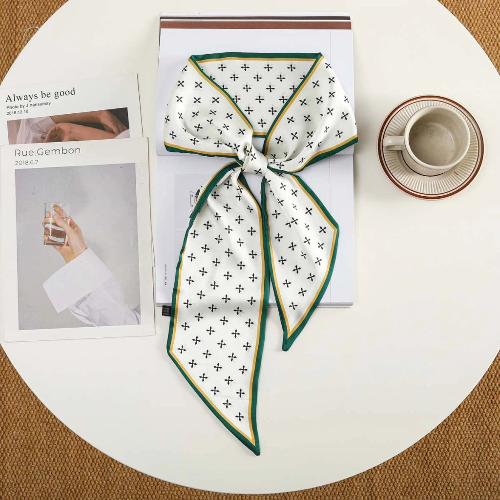 Nuova fascia per capelli alla moda con decorazioni in seta, piccola sciarpa, elastico per capelli, foulard, cintura