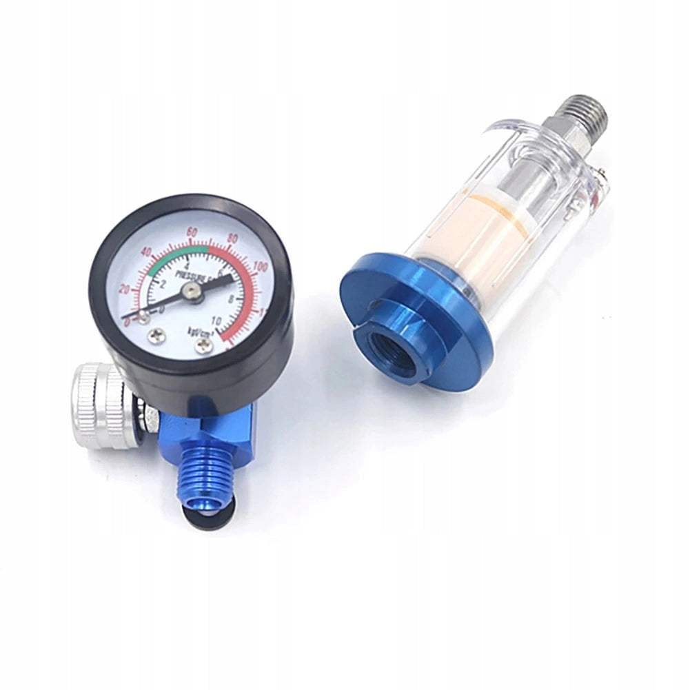 Regolatore di Pressione 1/4" 7BAR con Filtro per Pistola a Spruzzo HVLP – Alluminio e Plastica, 0-140 PSI