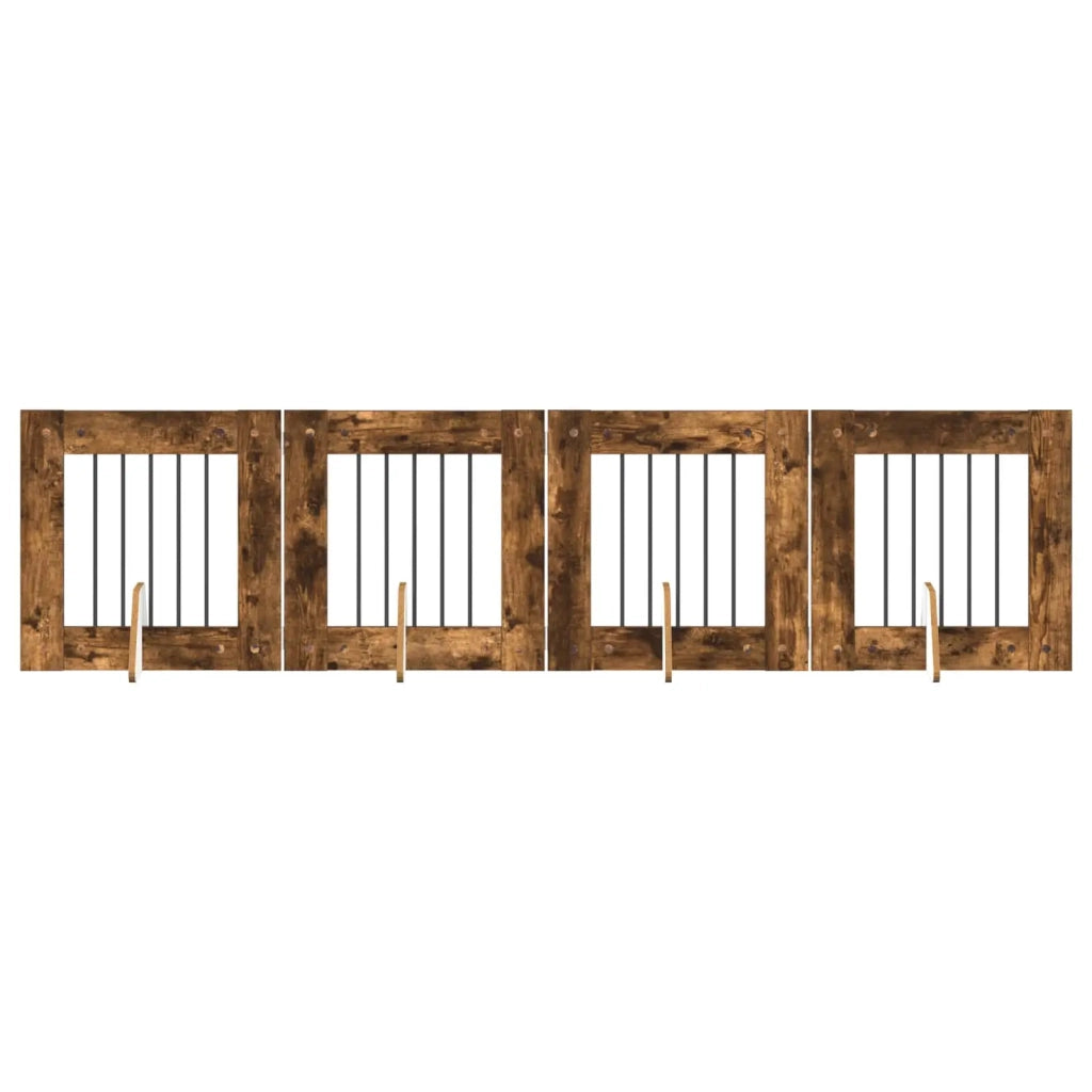 Cancello per cani con supporti 4 pcs Rovere Fumo 60 x 60 cm 892153
