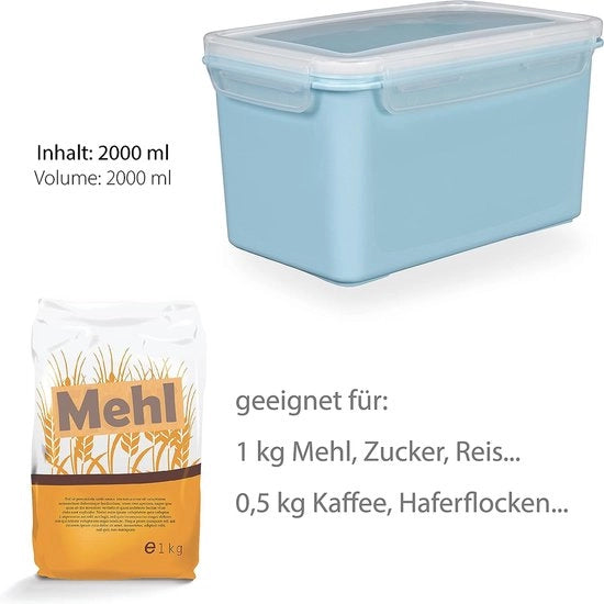 Set di conservazione con coperchio, ermetico, igienico, con chiusura a click, contenitore per congelazione, 2 litri