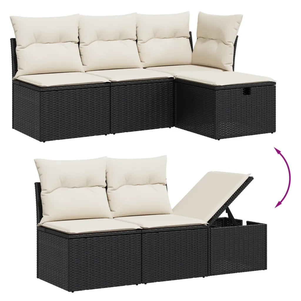 Set Divani da Giardino 9 pz con Cuscini Nero in Polyrattan 3275513
