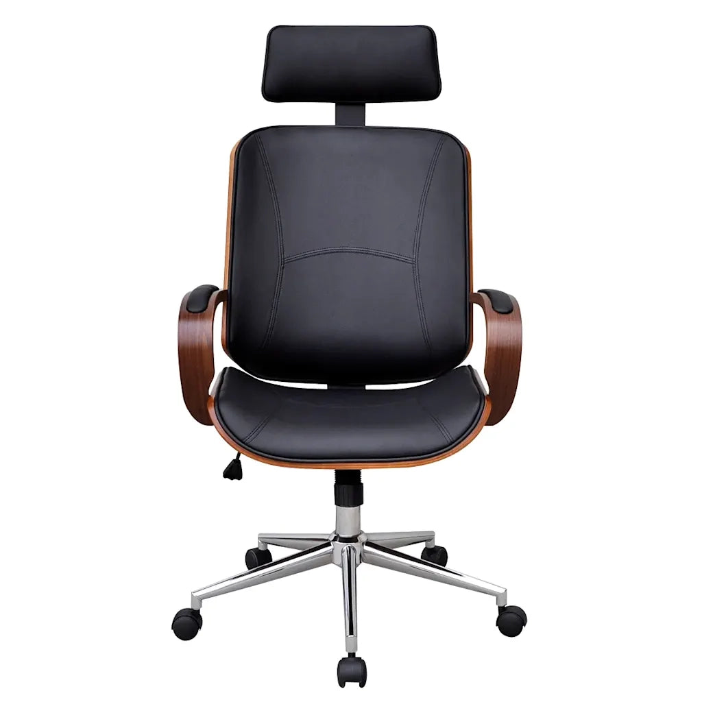 Sedia da Ufficio | Sedia da Gaming Girevole in Legno Similpelle con Poggiatesta