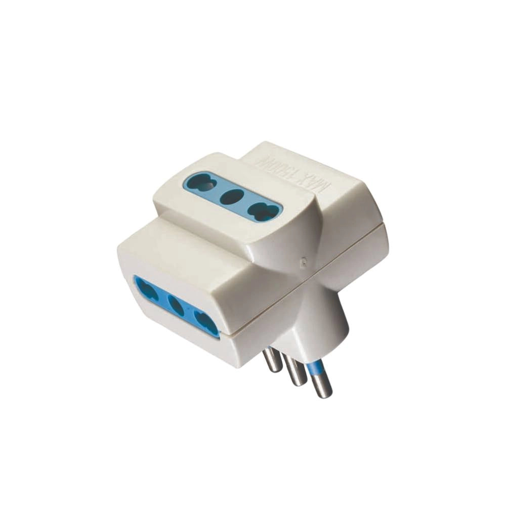 Adattatore reer 7310075 spina 2p+t 10a e 3 prese bipasso 10/16a bianco