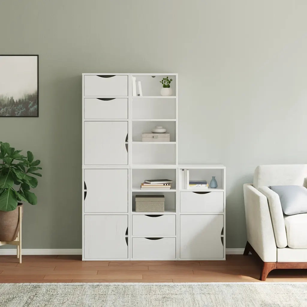 Armadietti Laterali 5 pz ODDA Bianco 40x24x79 cm Legno di Pino 3365363