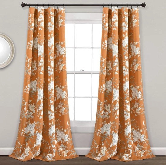 Tavolo da Pranzo con Stampa di Fiori e Uccelli - Pannello di Verduzione per Camera - Set per Cucina, Soggiorno e Camera da Letto - 84" x 52" (Paio) pannello di verduzione