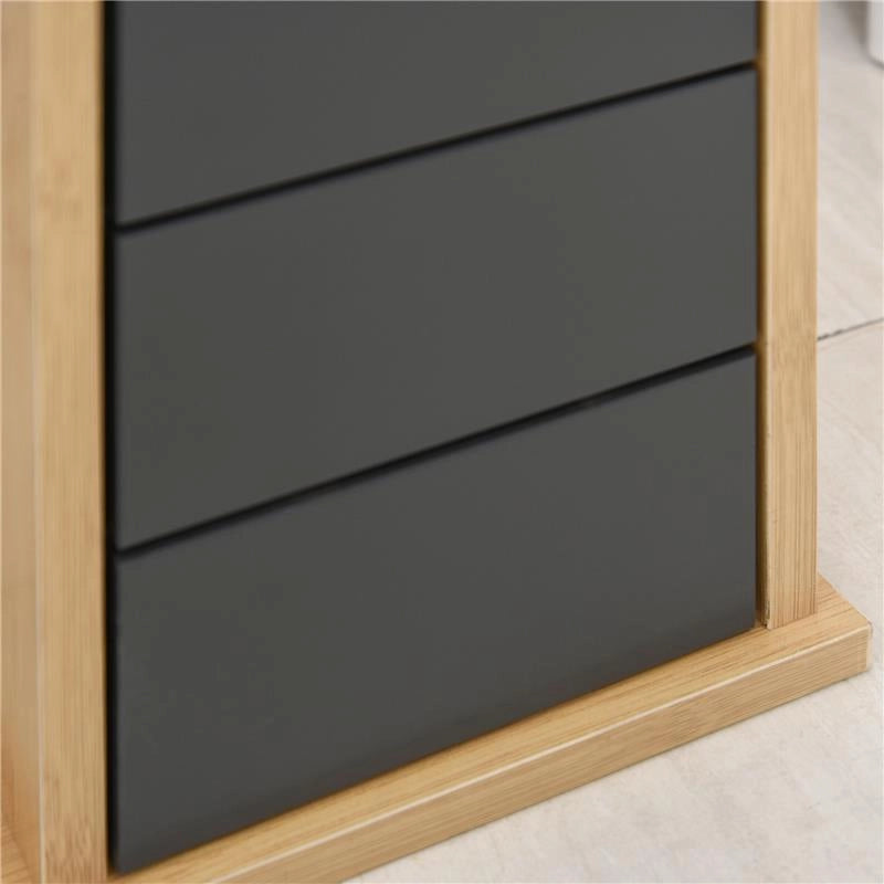 MOBILETTO A COLONNA PER IL BAGNO BAMBÙ E LEGNO GRIGIO 18 X 18 X 75CM