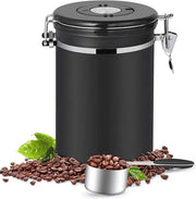 Bottiglia di caffè a prova d'aria - Acciaio inossidabile - 1 kg - Cucchiaio di misura - Nero - 2800 ml