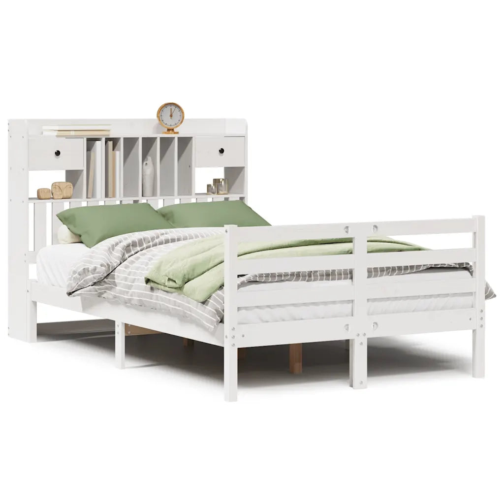 Letto Libreria senza Materasso Bianco 135x190 cm Legno di Pino 3321929