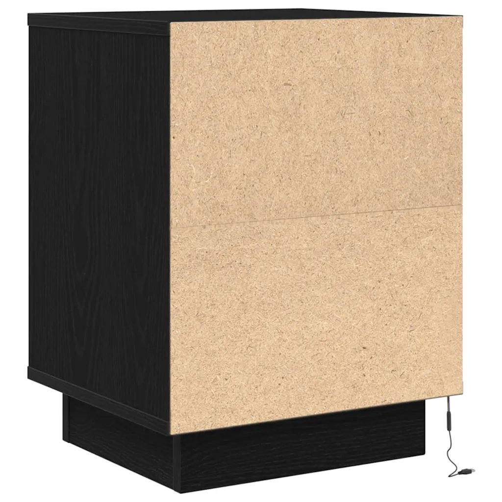 vidaXL Comodino con Luci LED Nero 38x34x50 cm
