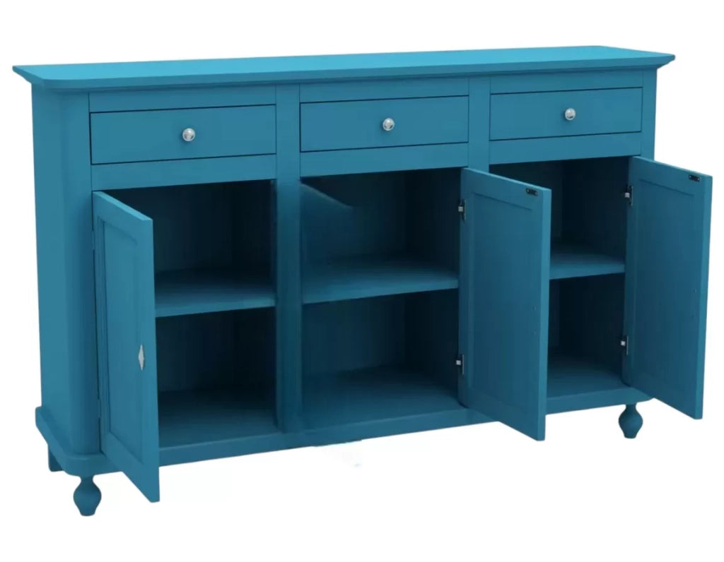 Madia credenza 3 ante legno shabby azzurro 158x45x98 - Mobili 2G
