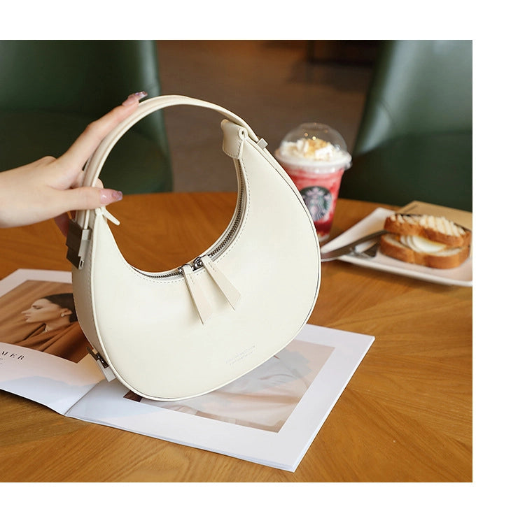 Borsa a mano da donna Moon in vera pelle bianca