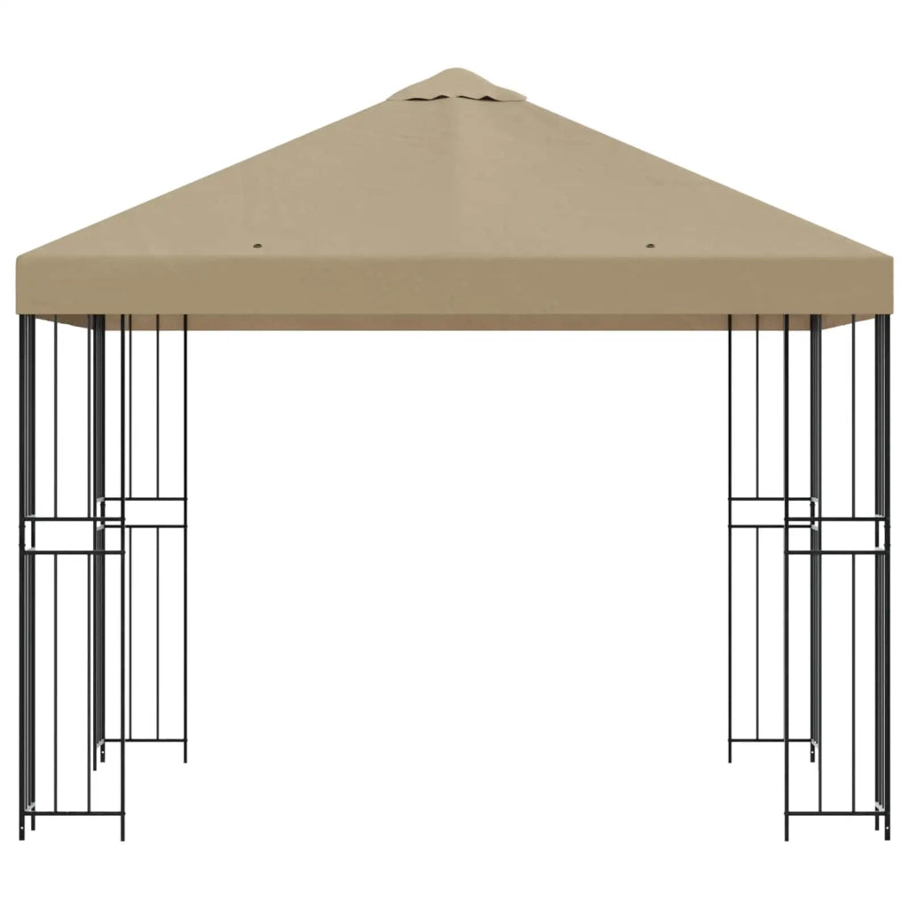 Gazebo 3 x 3 m Beige Poliestere e Acciaio 190 gsm