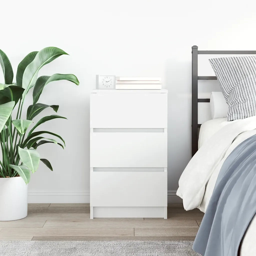 vidaXL Comodino con 3 Cassetti Bianco 39x35x65 cm