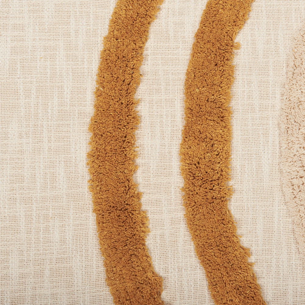 Coperta in cotone beige e arancione 130 x 180 cm copriletto in ricamo fatto a mano accogliente motivo geometrico con nappe