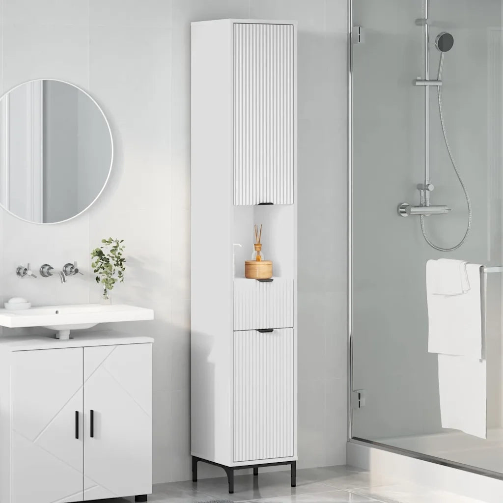 Mobile da Bagno con cassetto Bianco 31,5 x 33 x 190 cm