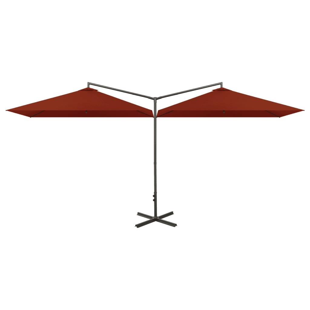 Ombrellone Doppio con Palo in Acciaio Terracotta 600x300 cm 312559