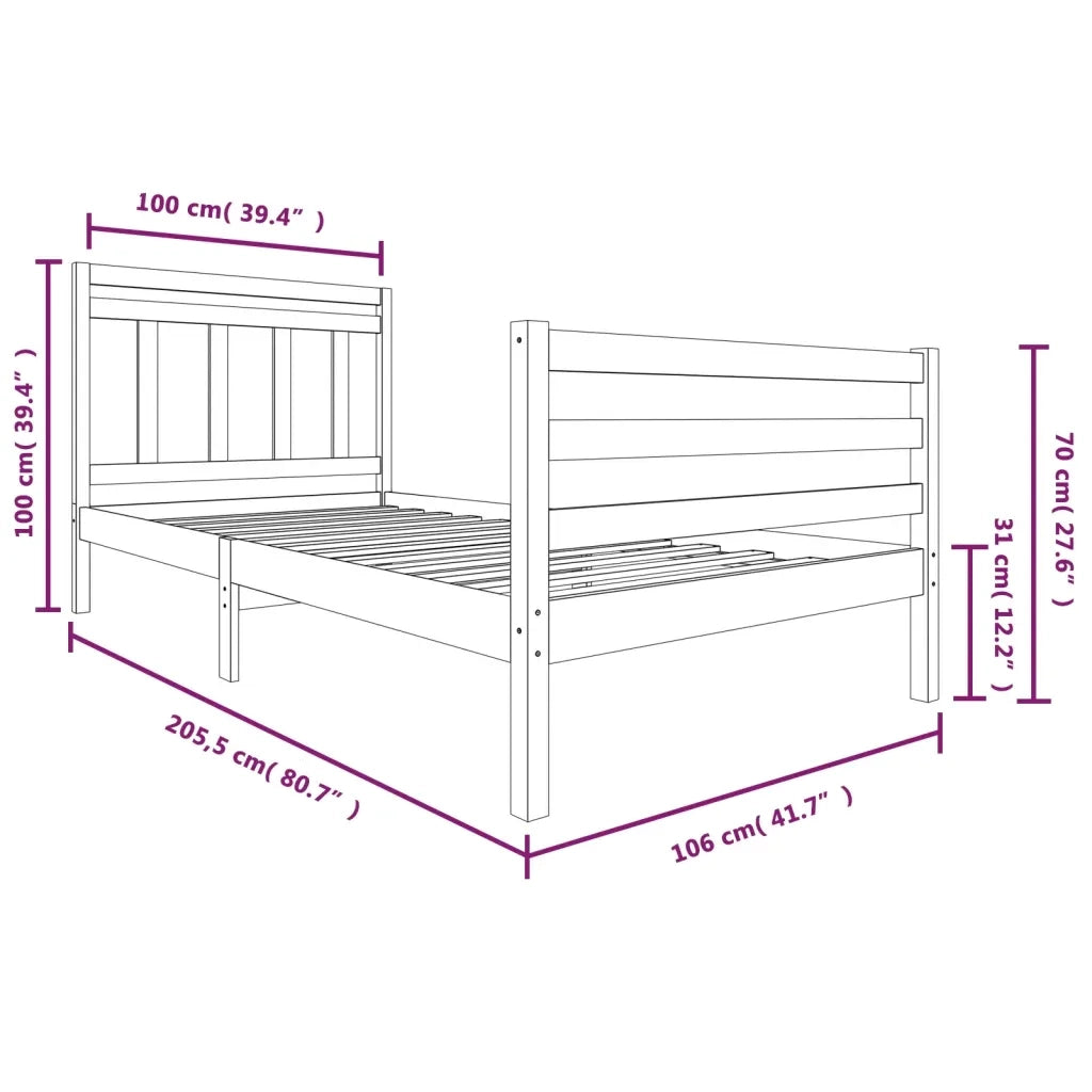 Giroletto-Struttura Letto in Legno Massello 100x200 cm 809733