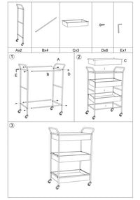 Carrello Fashion 56x37x81 cm in Ferro Nero e Oro
