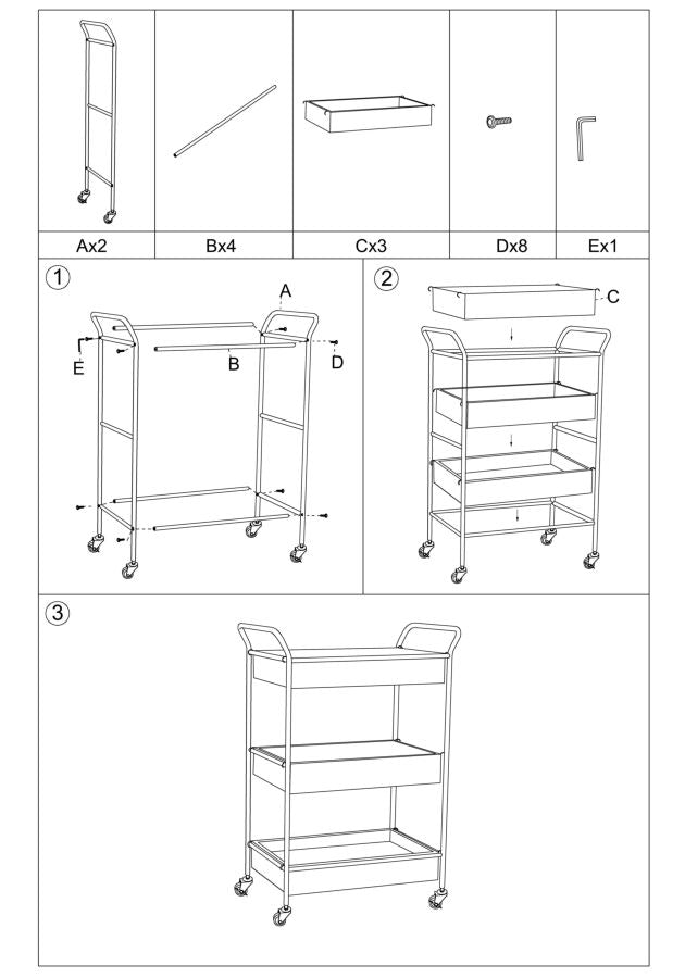 Carrello Fashion 56x37x81 cm in Ferro Nero e Oro