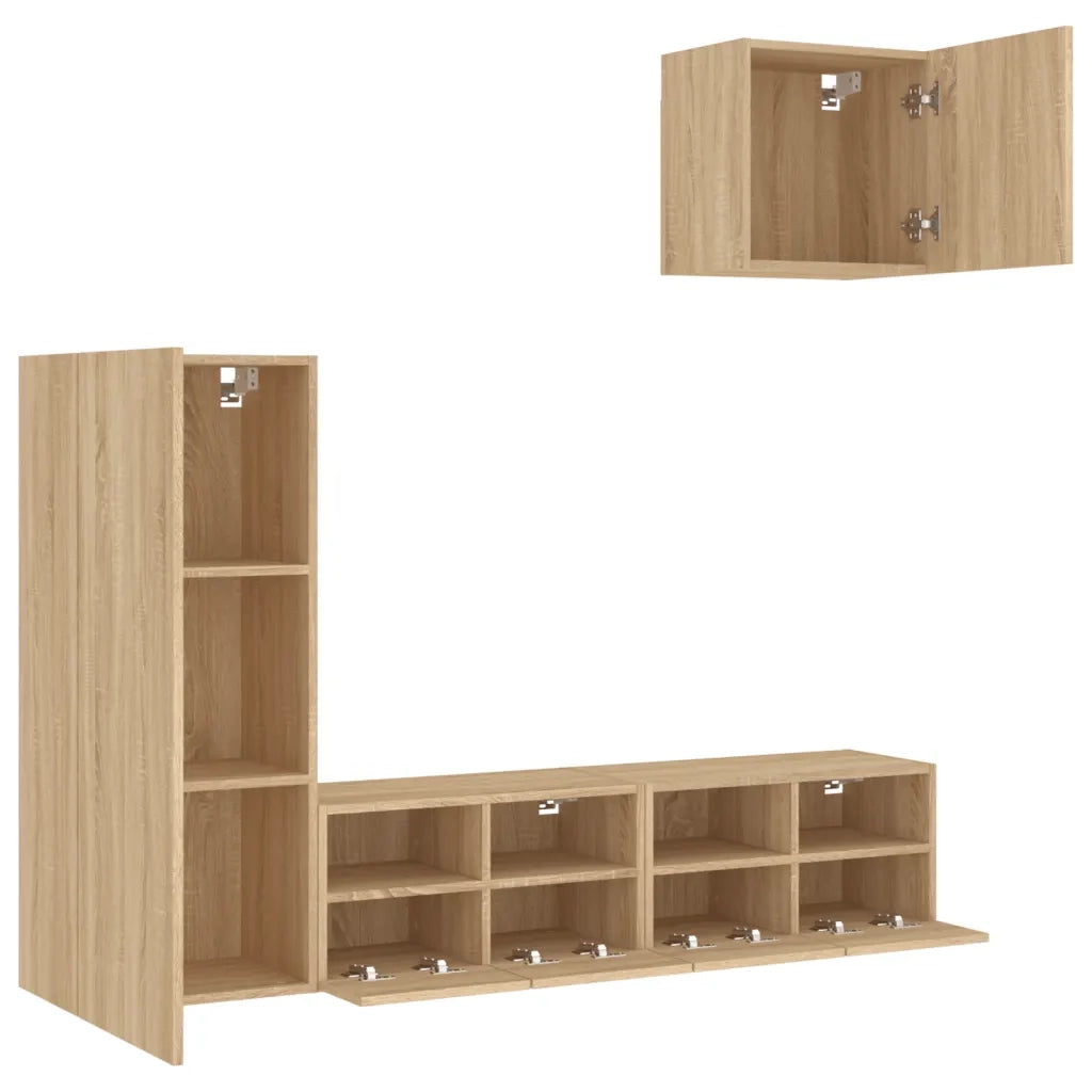 Mobili TV a Muro 4pz Rovere Sonoma in Legno Multistrato 3216502