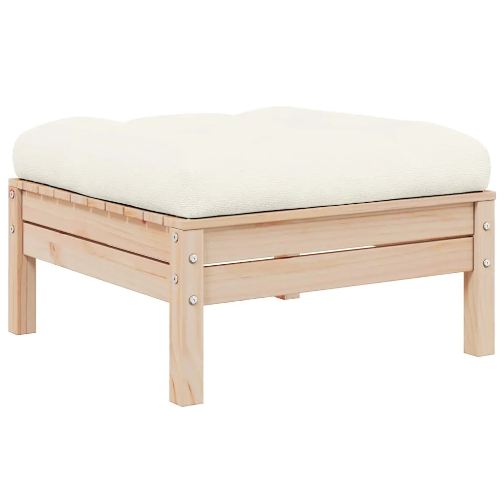 Divano da esterno-Divano da Giardino a 2 Posti con Cuscini Crema Massello di Pino 907996