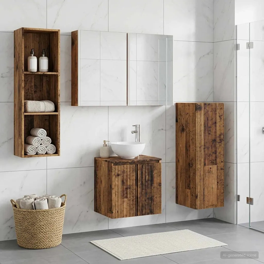 Set di mobili per il bagno 4 pcs Legno antico 3407429