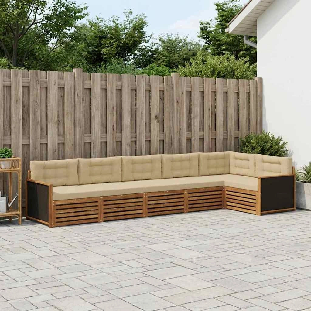 Set di divani da esterno 6 pz Naturale e Beige Poliestere 3383406
