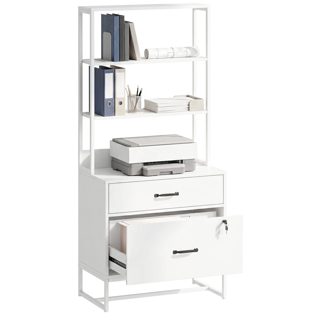 Cassettiera con scaffale 2 cassetti ¨C zephmum ¨C bianco