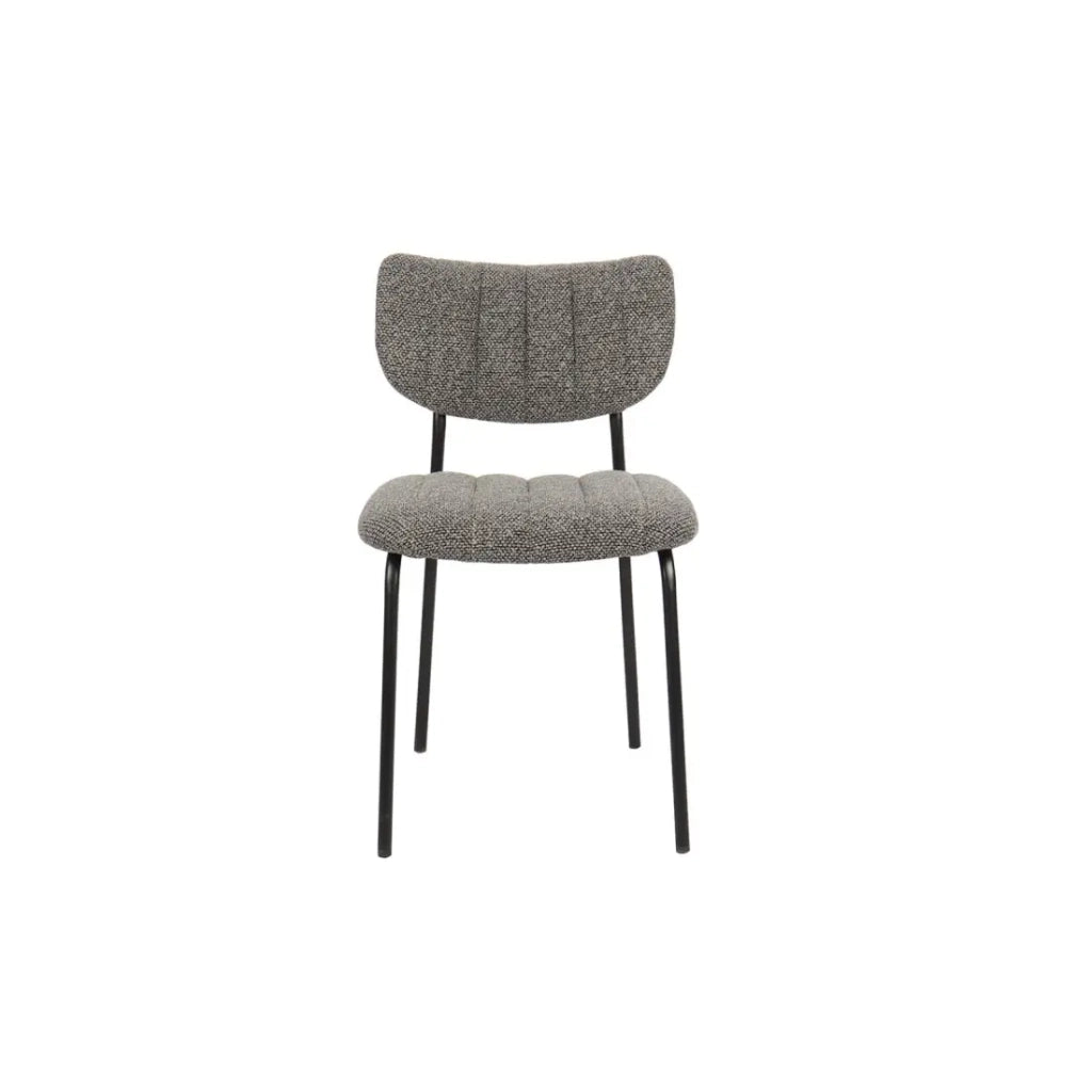 Set di 2 sedie NORAYA – Tessuto grigio scuro – Design compatto – Piedi in metallo – Eleganza contemporanea