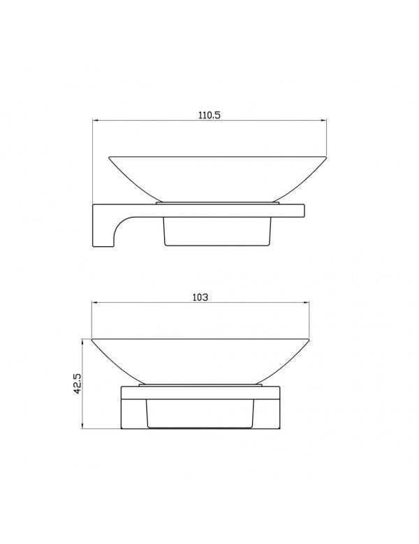 NIL portasapone da parete in vetro e ottone cromato 11,05x10,3x4,25 cm