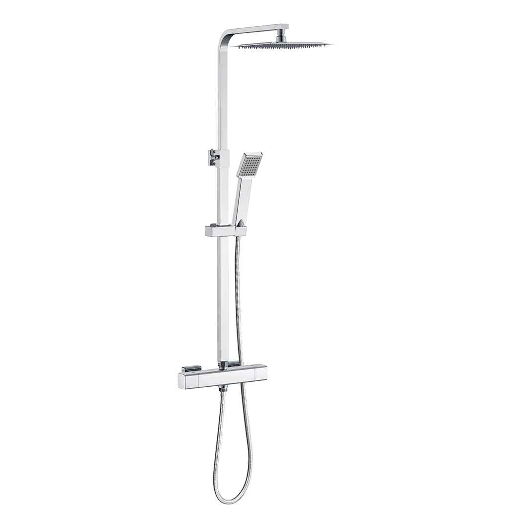 Colonne Doccia, AICA ITALY Colonna Doccia Termostatica, Colonna Doccia Studio con Grande Soffione 25x25cm, Cromo