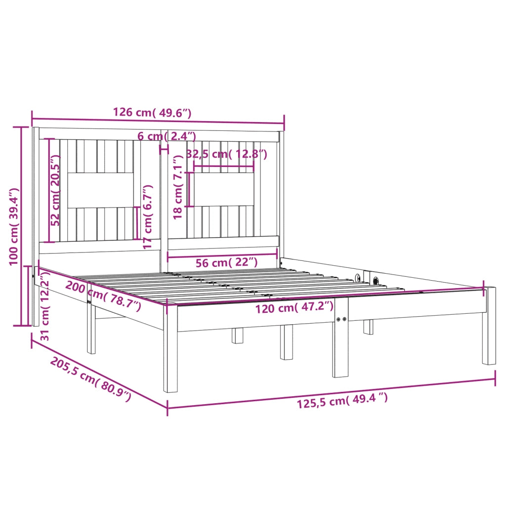 Giroletto-Struttura Letto in Legno Massello di Pino 120x200 cm 151490