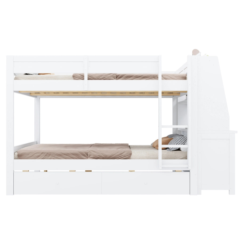 Letto a castello alto 140 x 200 cm con scrivania, contenitore e cassetti