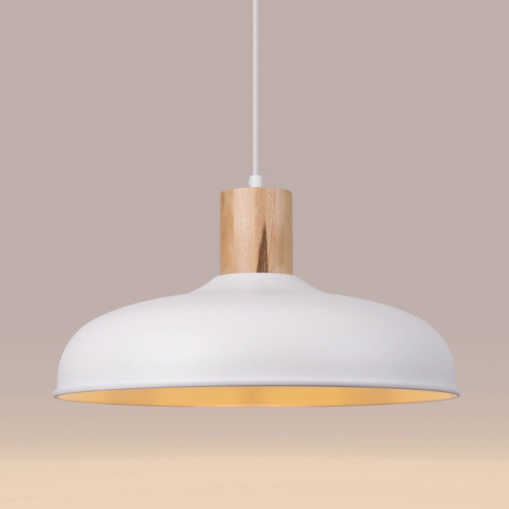 Lampada a sospensione MAVARO bianca legno E27 15W