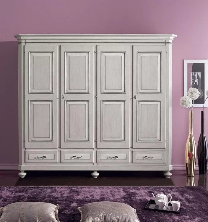 Armadio classico 4 porte legno tortora grigio 193x63x217 (1474) - Mobili 2G