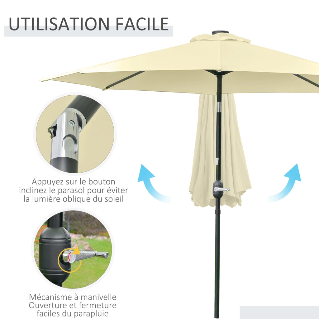 Ombrellone da Giardino ¨C Zephmum ¨C Beige, Acciaio, ?265 cm