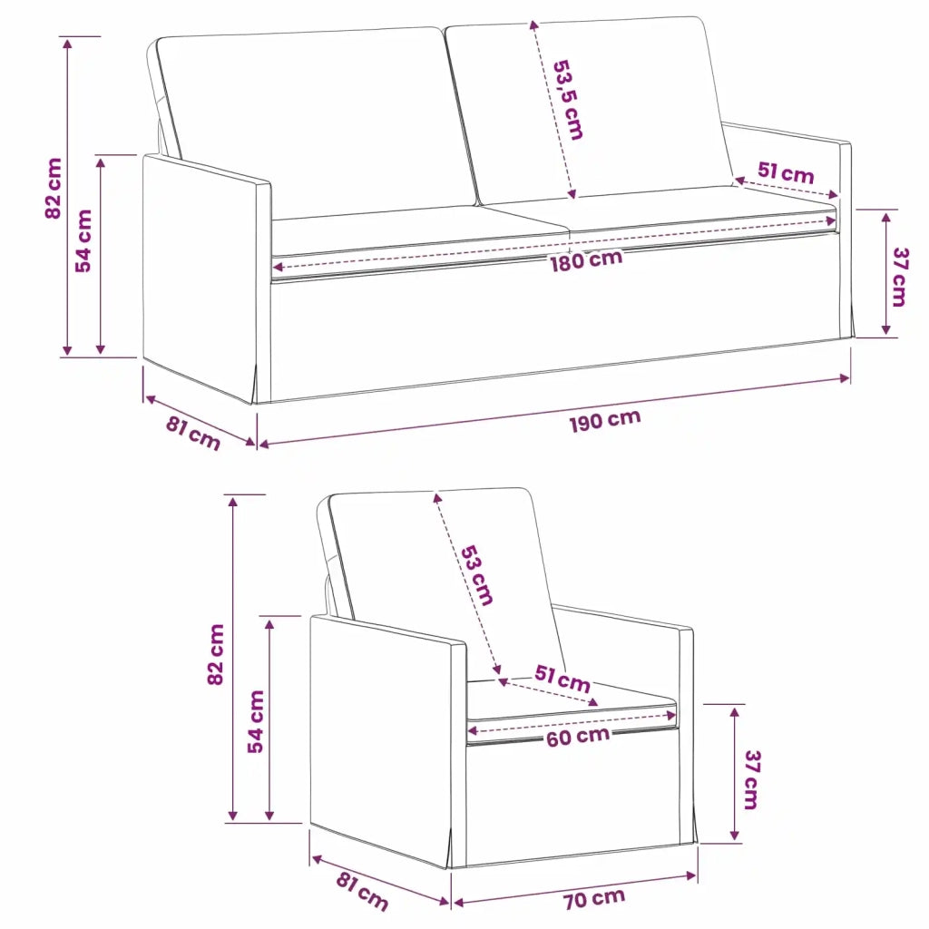 Set di divani 2 pcs Bianco Tessuto 3433172