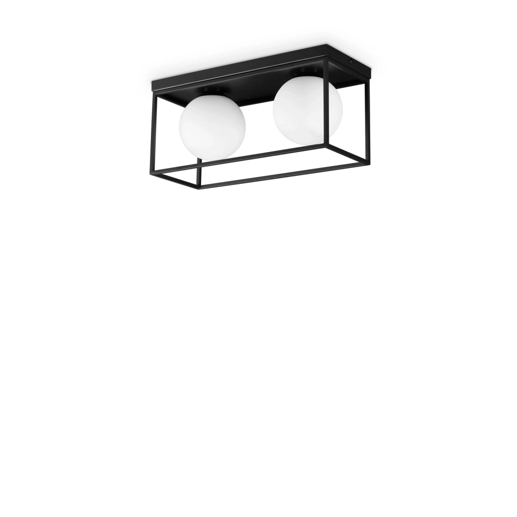 Plafoniera Contemporanea Lingotto Metallo Nero 2 Luci E14 28W Ip20