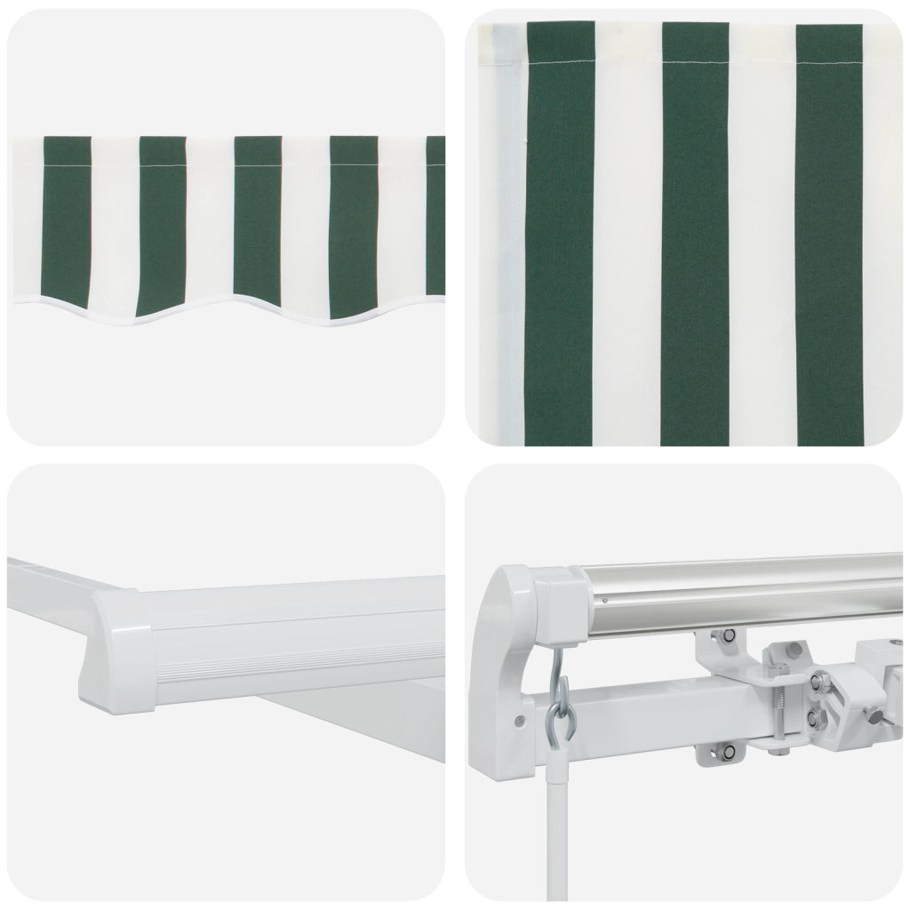 Tenda Retrattile Manuale Verde e Bianco 350x250 cm