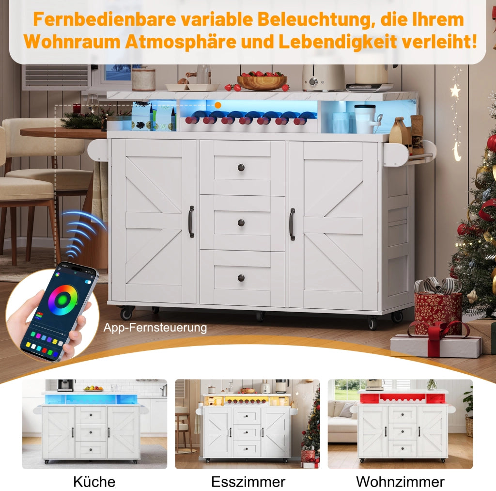 Isola cucina mobile con piano ribaltabile e LED