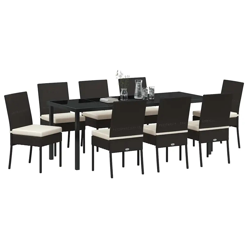 Set da Pranzo per Giardino 9 pcs Nero 3379211
