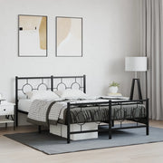 Giroletto con Testiera e Pediera-Struttura Letto Metallo Nero 140x200 cm 791119