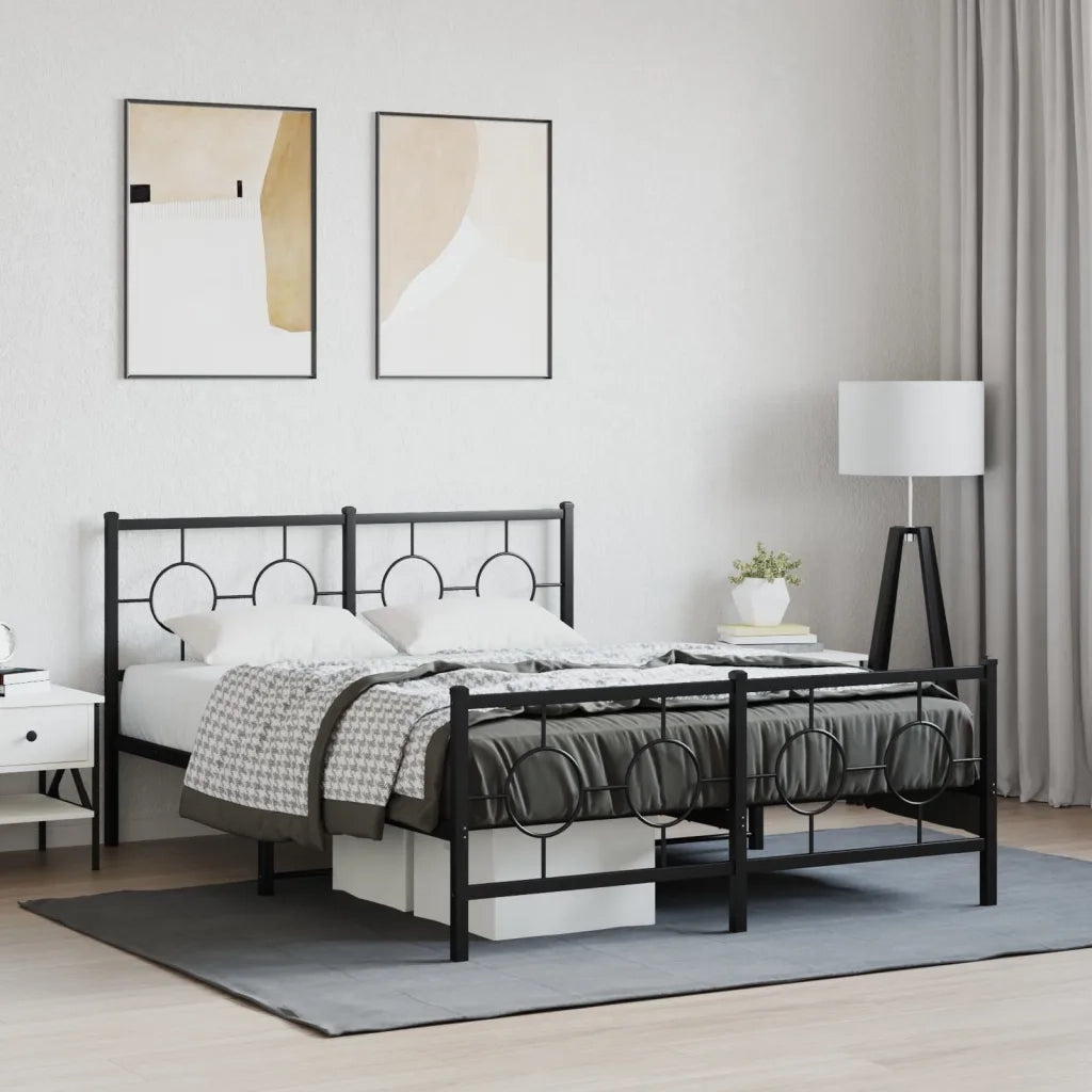 Giroletto con Testiera e Pediera-Struttura Letto Metallo Nero 140x200 cm 791119