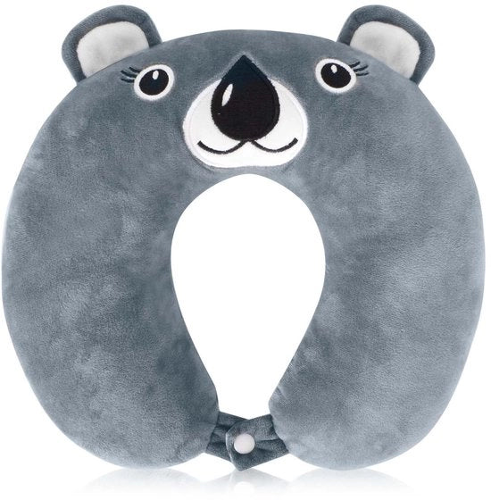 Cuscino di Viaggio a U Forma - Comodo per Bambini - Grigio - Ideale per Auto, Aereo e Casa - Perfetto per il Sonno - Incluso...