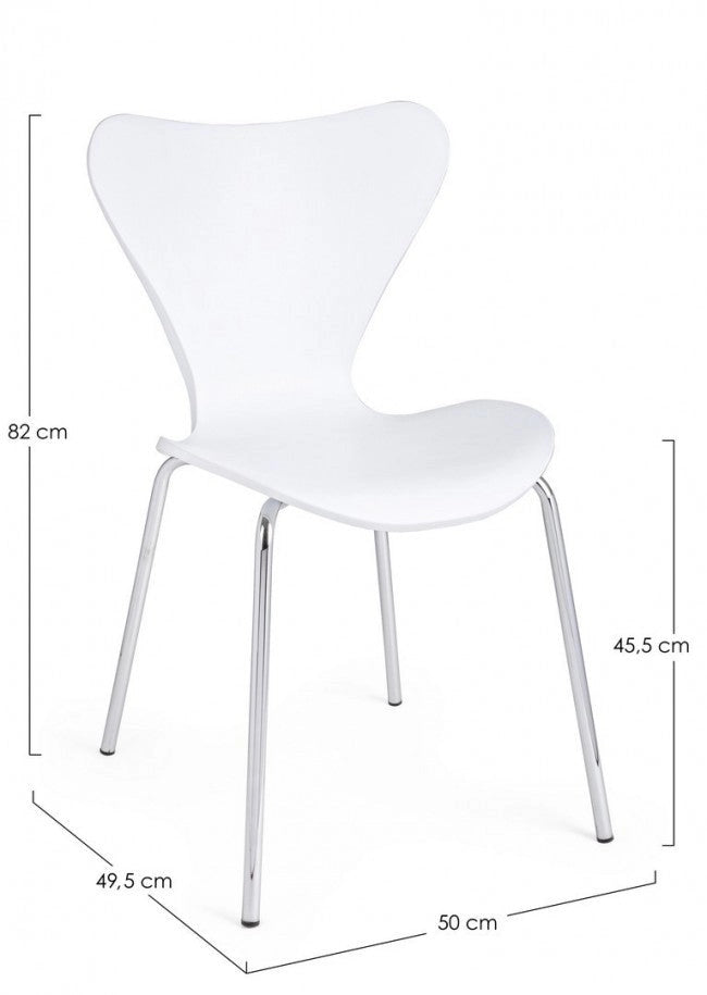 Set 4 Sedie 50x49,5x82 cm Tessa in Plastica Bianco