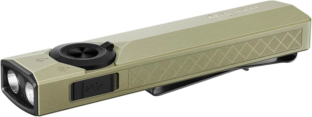 ArkPro Ultra 1.700 Lumen Torcia Manuale Ricaricabile a 4 in 1 con LED Bianco, Luce UV e Luce Verde, con ArkBeat, Perfetta per Controlli, Lavori e Posizionamento (Verde Oliva)