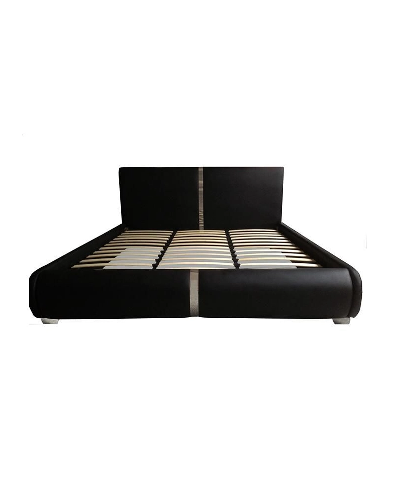 Letto Matrimoniale Due Piazze Ecopelle Nero e Acciaio 225x194cm