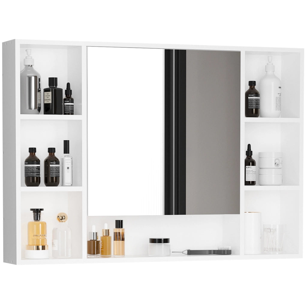Specchiera Bagno con Armadietto e Mensole ¨C Zephmum ¨C Bianco 100x15x70cm